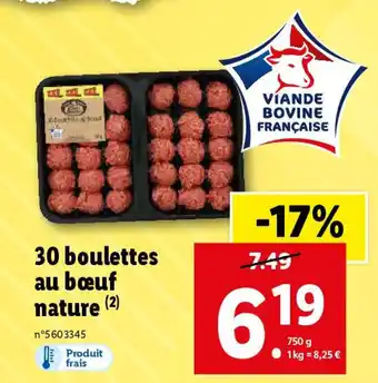 Lidl 30 boulettes au bœuf nature (2) offre