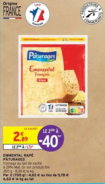 Intermarché EMMENTAL RAPÉ PÂTURAGES offre