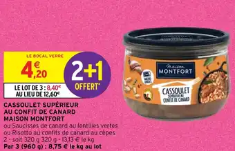 Intermarché CASSOULET SUPÉRIEUR AU CONFIT DE CANARD MAISON MONTFORT offre