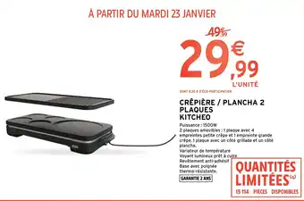 Intermarché CRÊPIÈRE / PLANCHA 2 PLAQUES KITCHEO offre