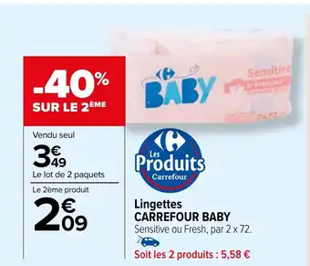 Carrefour Lingettes CARREFOUR BABY offre