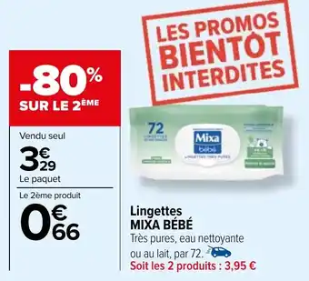 Carrefour Lingettes MIXA BÉBÉ offre