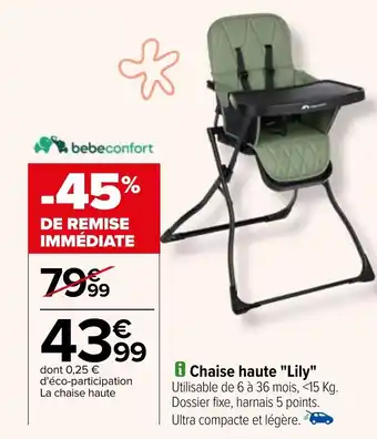 Carrefour Chaise haute "Lily" offre