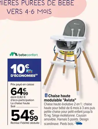 Carrefour i Chaise haute modulable "Avista" offre