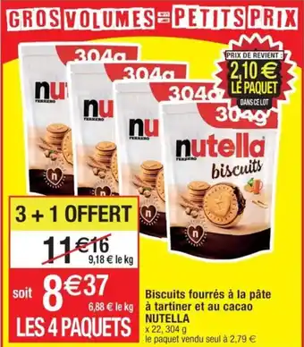 Cora x Carrefour Biscuits fourrés à la pâte à tartiner et au cacao NUTELLA offre