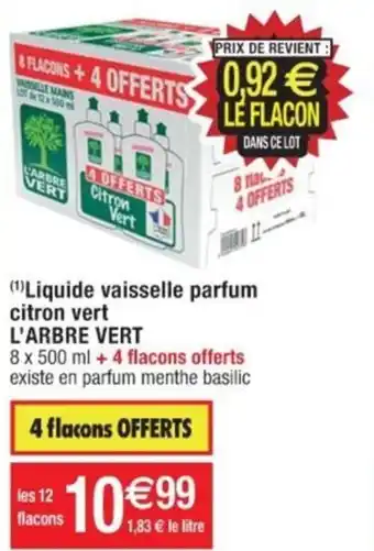 Cora x Carrefour (¹)Liquide vaisselle parfum citron vert L'ARBRE VERT offre