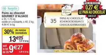 Cora x Carrefour Pains au chocolat GOURMET D'ALSACE x 35, 1,75 kg offre