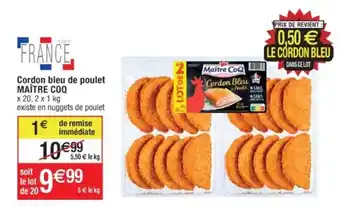 Cora x Carrefour Cordon bleu de poulet MAÎTRE COQ x 20, 2 x 1 kg offre
