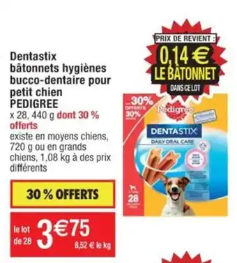 Cora x Carrefour Dentastix bâtonnets hygiènes bucco-dentaire pour petit chien PEDIGREE offre