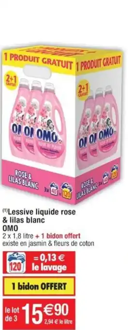 Cora x Carrefour (¹)Lessive liquide rose & lilas blanc OMO offre