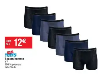 Cora x Carrefour Boxers homme x 7 100% polyester taille 3 à 6 offre
