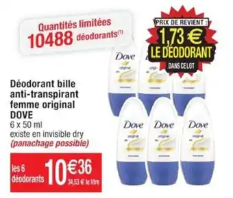 Cora x Carrefour Déodorant bille anti-transpirant femme original DOVE offre