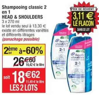 Cora x Carrefour Shampooing classic 2 en 1 HEAD & SHOULDERS 3 x 270 ml offre