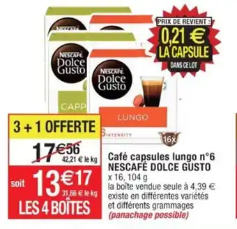 Cora x Carrefour Café capsules lungo n°6 NESCAFÉ DOLCE GUSTO x 16,104 g offre