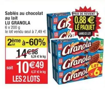 Cora x Carrefour Sablés au chocolat au lait LU GRANOLA offre