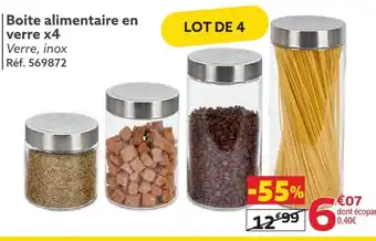 Gifi Boite alimentaire en verre x4 Verre, inox offre