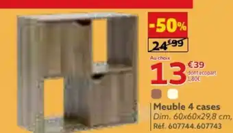 Gifi Meuble 4 cases Dim. 60x60x29,8 cm, Réf. 607744.607743 offre