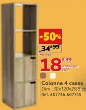 Gifi Colonne 4 cases Dim. 30x120x29,8 cm, Réf. 607746.607745 offre