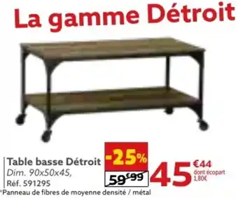 Gifi Table basse Détroit Dim. 90x50x45, offre