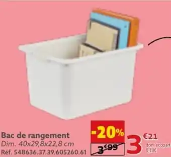 Gifi Bac de rangement Dim. 40x29,8x22,8 cm Réf. 548636.37.39.605260.61 offre