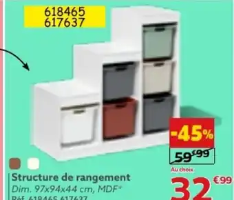 Gifi Structure de rangement Dim. 97x94x44 cm, MDF* Réf. 618465.617637 offre
