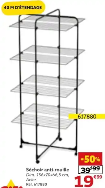 Gifi Séchoir anti-rouille Dim. 156x70x66,5 cm, Acier offre