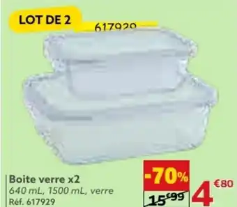 Gifi Boite verre x2 640 mL, 1500 mL, verre offre