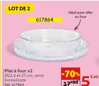 Plat à four x2 022,6 et 27 cm, verre