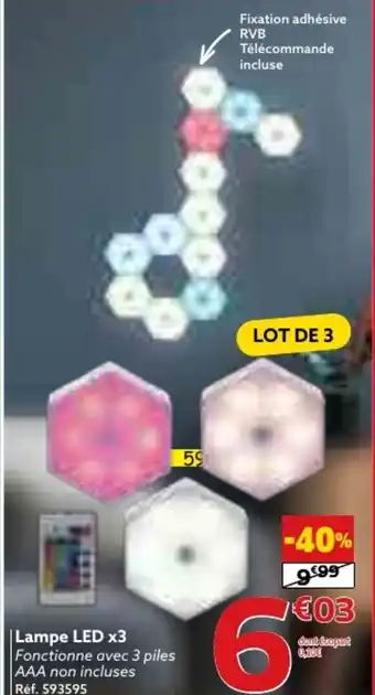 Gifi Lampe LED x3 Fonctionne avec 3 piles AAA non incluses Réf. 593595 offre