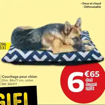 Gifi Couchage pour chien Dim. 86x71 cm, coton Réf. 552417 offre