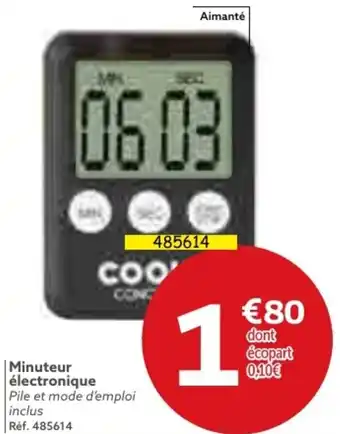 Minuteur électronique Pile et mode d'emploi inclus Réf. 485614