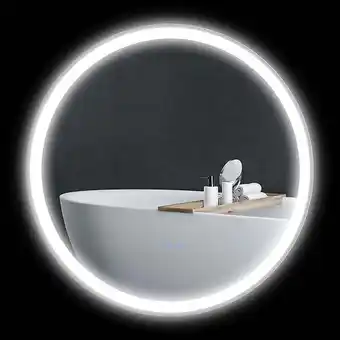 Bricomarché Miroir rond lumineux led de salle de bain ø 80 cm mural avec éclairage 3 couleurs interrupteur tactile système antibuée 46w b offre