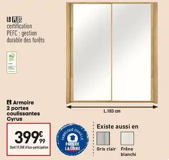Armoire 2 portes coulissantes cyrus