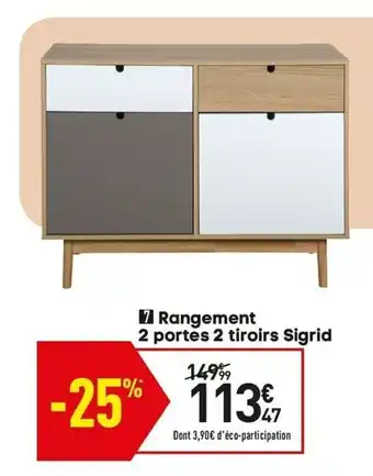 Conforama Rangement 2 portes 2 tiroirs sigrid offre