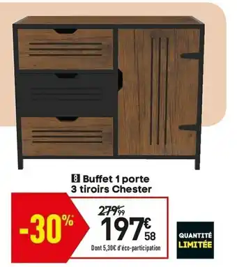 Conforama Buffet 1 porte 3 tiroirs chester offre