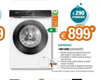 Expert LAVE-LINGE SSWG44B20PFG offre