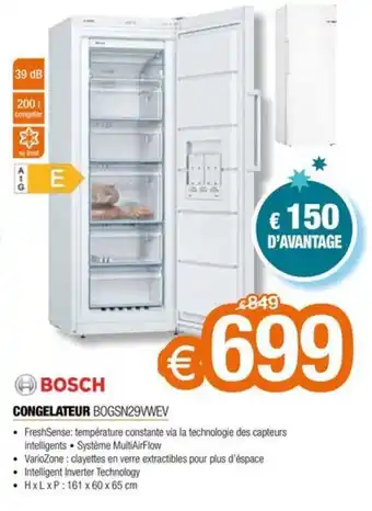 BOSCH CONGELATEUR BOGSN29VWEV