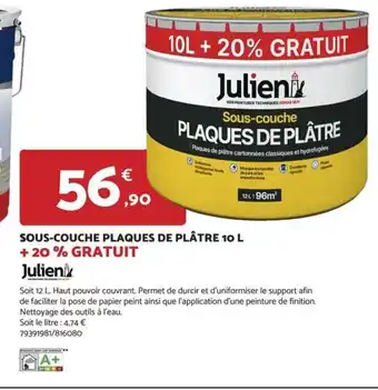 Bricomarché SOUS-COUCHE PLAQUES DE PLÂTRE offre