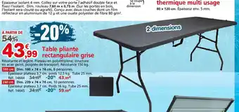 Provence Outillage Table pliante rectangulaire grise offre