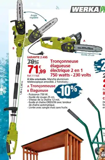 Provence Outillage Tronçonneuse Élagueuse électrique 2 en 1 offre