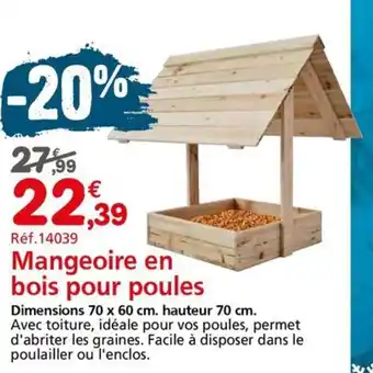 Provence Outillage Mangeoire en bois pour poules offre
