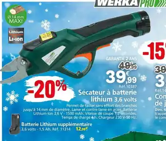 Provence Outillage Sécateur à batterie offre