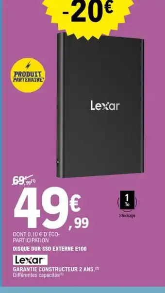 E.Leclerc DISQUE DUR SSD EXTERNE E100 offre