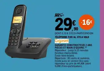 E.Leclerc TÉLÉPHONE FIXE AL 370 A SOLO offre