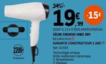 E.Leclerc DONT 0,13 € D'ÉCO-PARTICIPATION SÈCHE CHEVEUX IONIC DRY offre