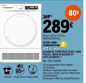 E.Leclerc DONT 8,00 € D'ÉCO-PARTICIPATION SÈCHE LINGE CONDENSATION offre