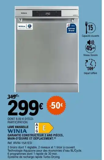 E.Leclerc LAVE VAISSELLE WINIA offre