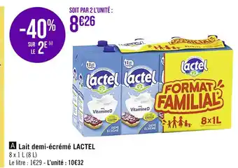 Casino Supermarchés Lactel lait demi-écrémé offre