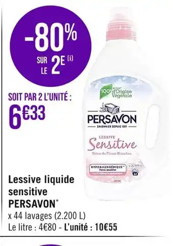 Casino Supermarchés Persavon lessive liquide sensitive offre