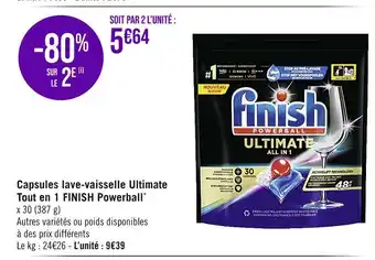 Casino Supermarchés Finish capsules lave-vaisselle ultimate tout en 1 powerball offre
